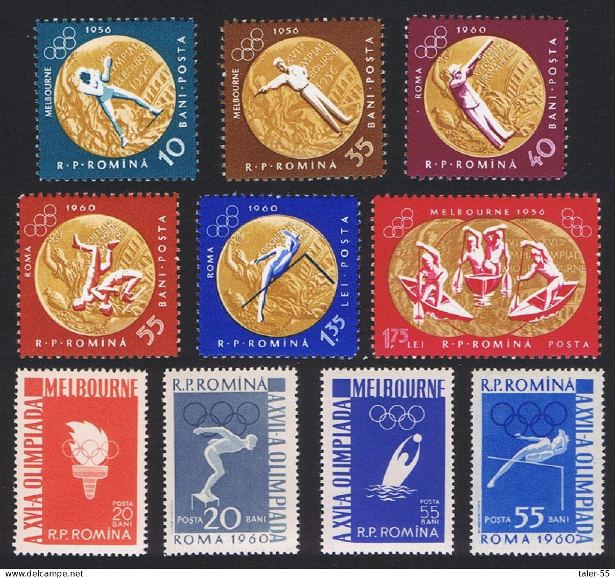 Romania Boxing Shooting Wrestling Canoe Olympic Games Medal Winners 10v 1961 MNH SG#2888-2897 Sc#1448-1457 - Unused Stamps