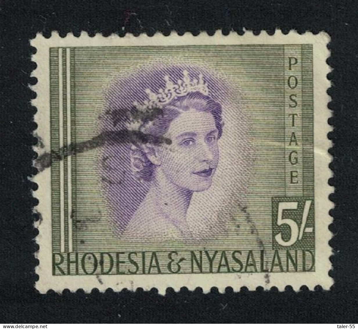 Rhodesia And Nyassa Queen Elizabeth II 5Sh 1954 Canc SG#13 - Rhodesia & Nyasaland (1954-1963)