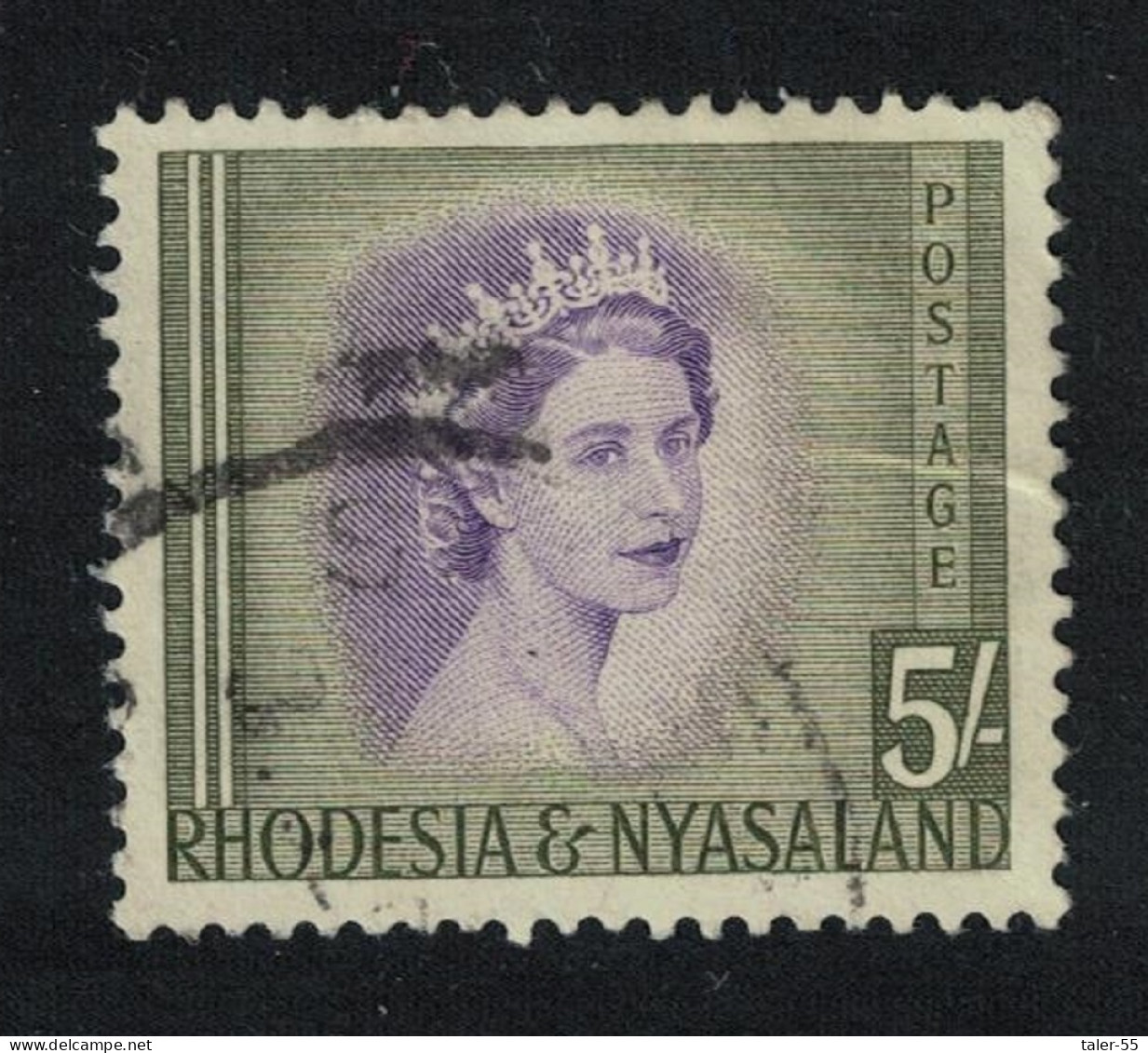 Rhodesia And Nyassa Queen Elizabeth II 5Sh 1954 Canc SG#13 - Rhodesië & Nyasaland (1954-1963)