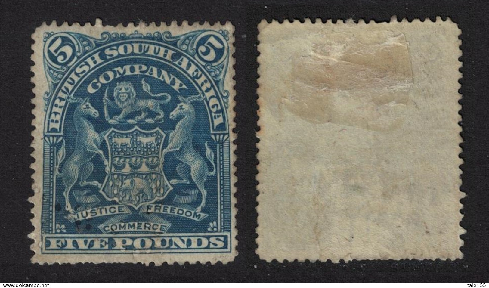 Rhodesia British South African Company 5 POUNDS RARR 1898 Canc SG#92 - Rhodésie (1964-1980)