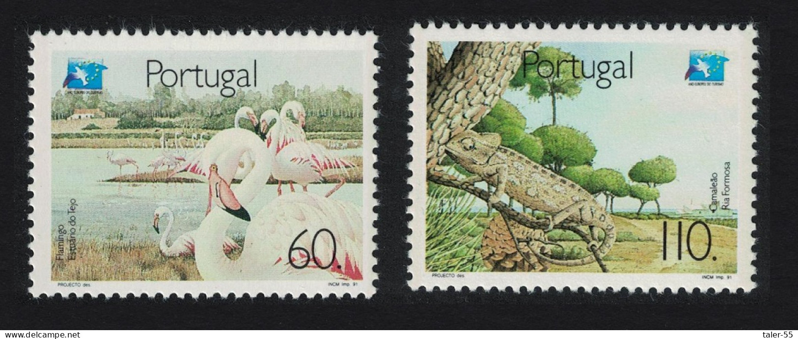 Portugal Flamingo Bird Chameleon European Tourism Year 2v 1991 MNH SG#2228-2229 - Unused Stamps