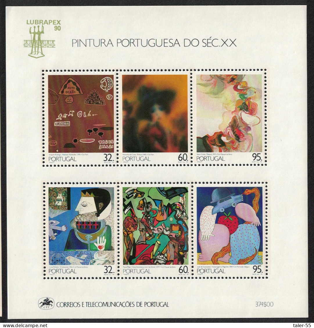 Portugal 20th-Century Portuguese Paintings 6th Series Joint MS 1990 MNH SG#MS2210 - Nuovi