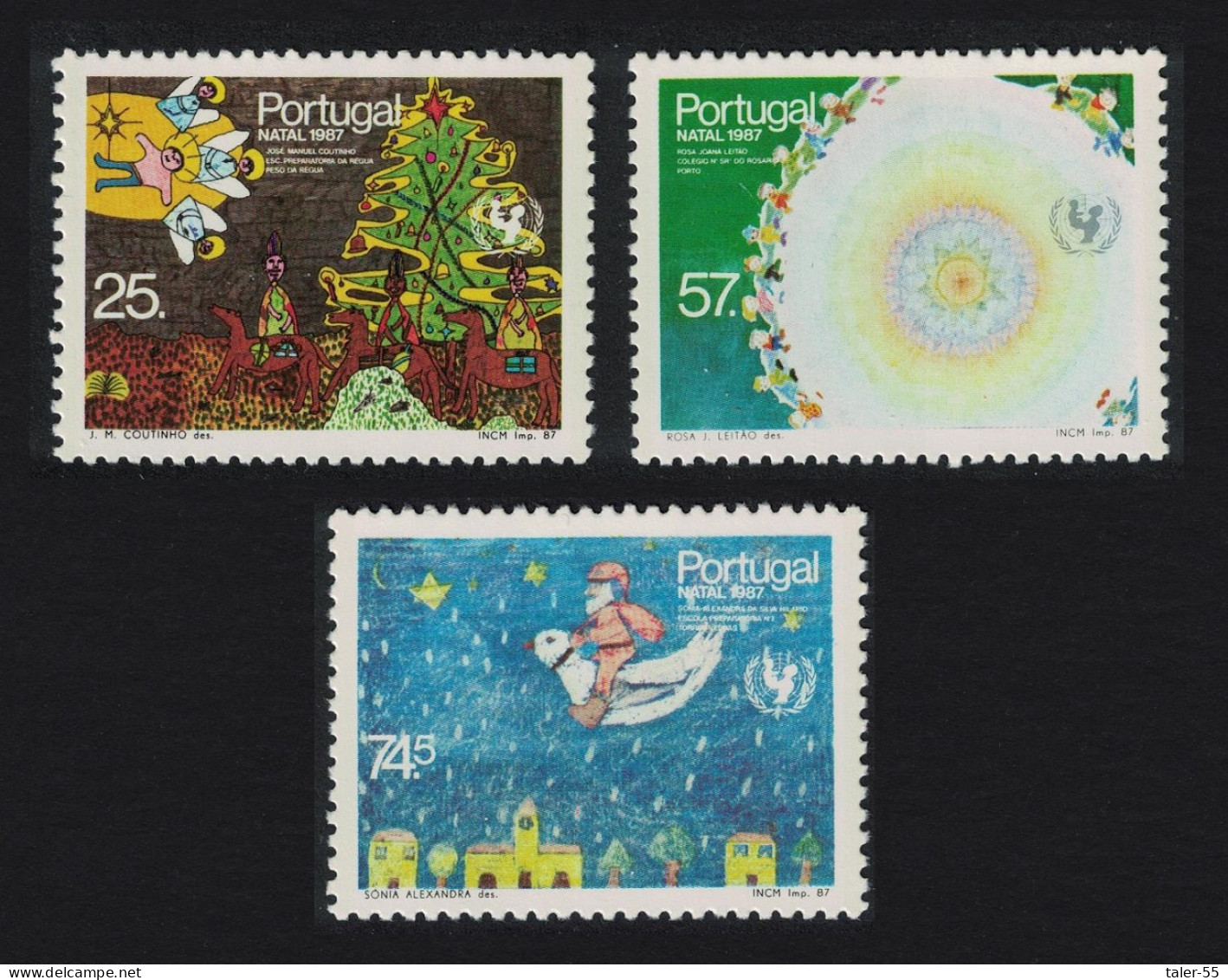 Portugal Christmas Children's Paintings 3v 1987 MNH SG#2089-2091 - Neufs