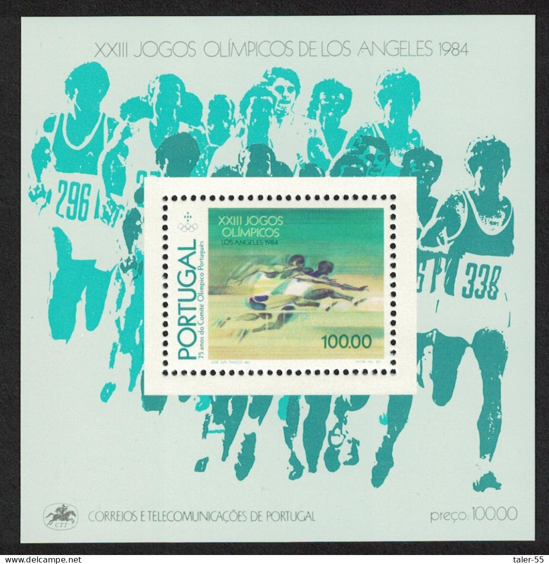 Portugal Hurdling Olympic Games Los Angeles MS 1984 MNH SG#MS1969 - Nuovi