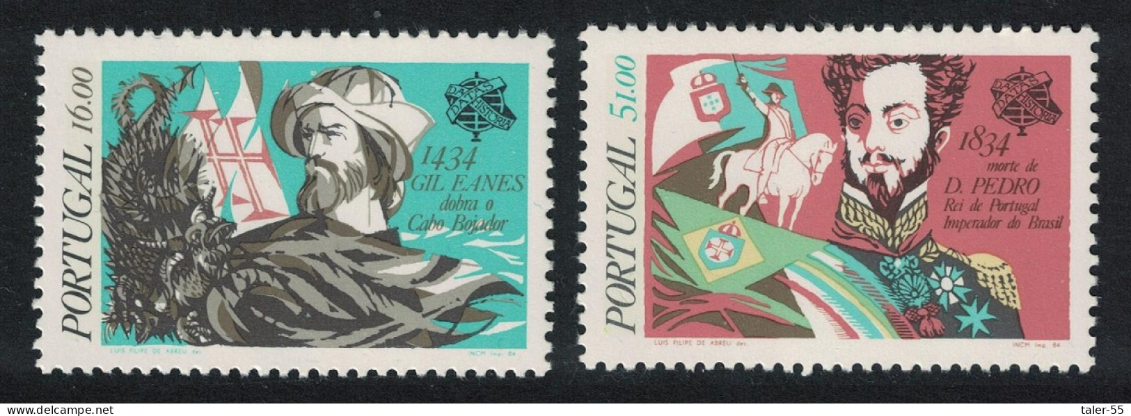 Portugal Gil Eanes King Pedro IV Anniversaries 2v 1984 MNH SG#1974-1975 - Unused Stamps