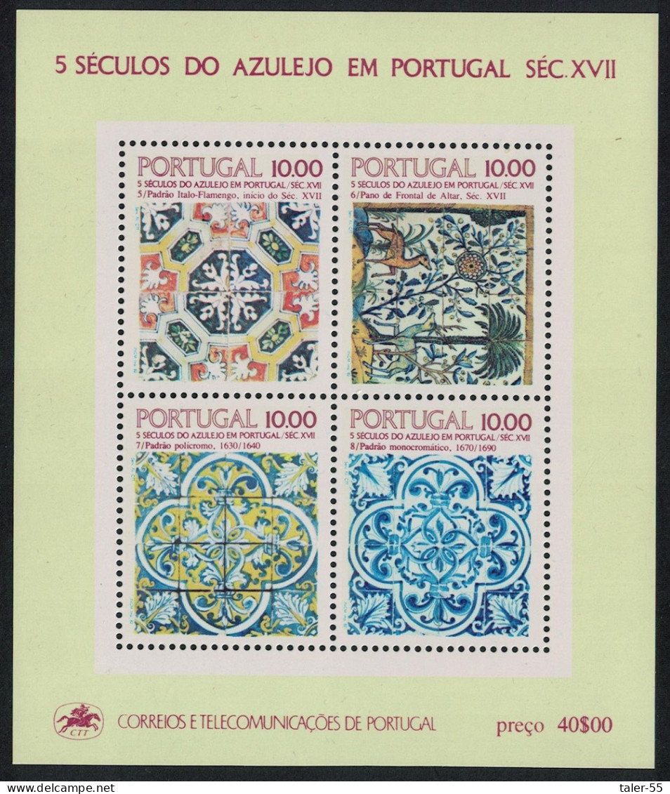 Portugal Tiles 8th Series Joint MS 1983 MNH SG#MS1904 - Unused Stamps