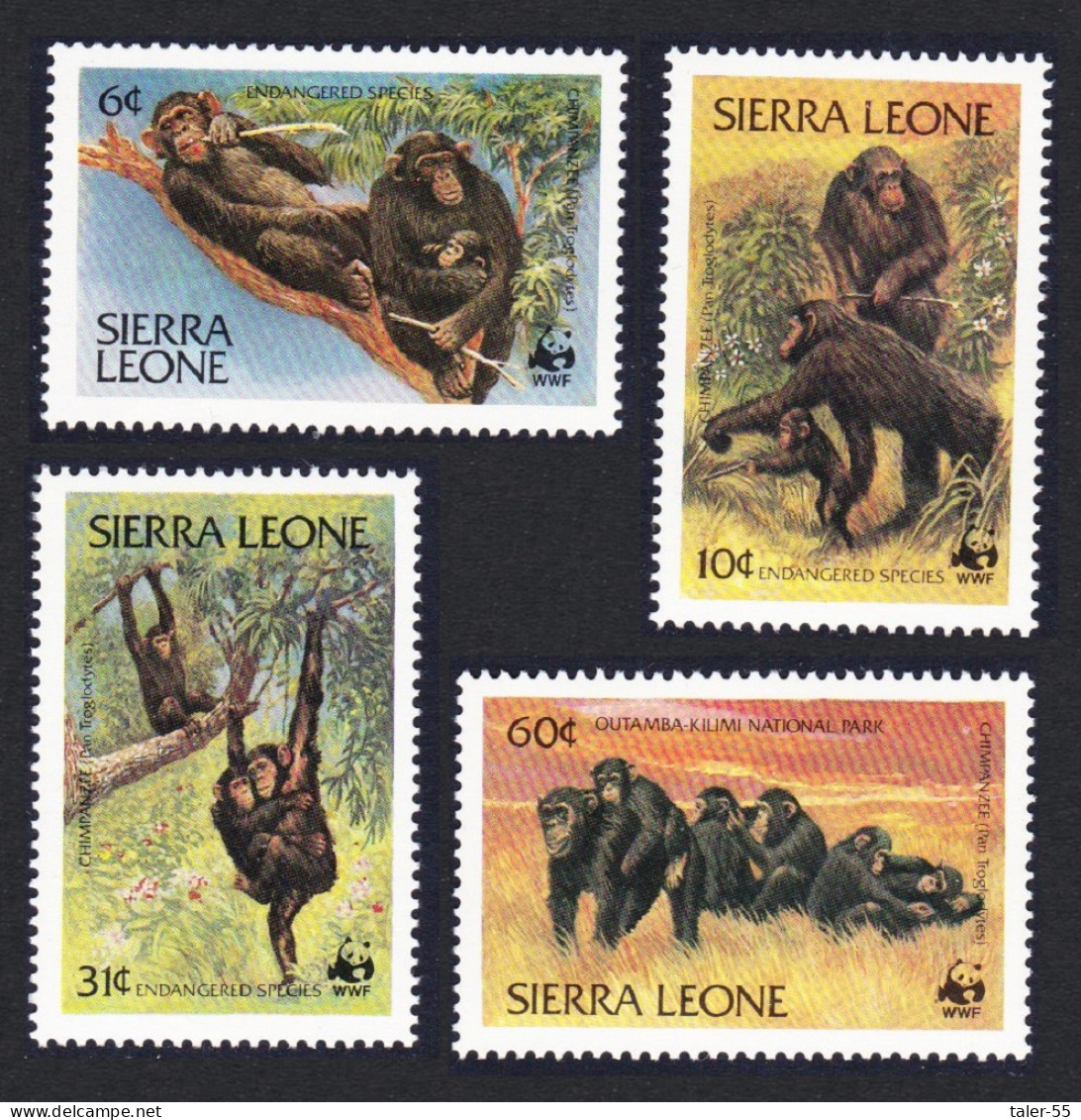 Sierra Leone WWF Chimpanzee 4v 1983 MNH SG#745-748 MI#713-716 Sc#586-589 - Sierra Leone (1961-...)