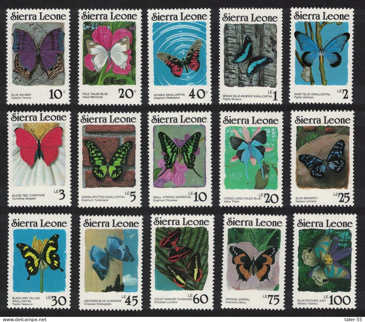 Sierra Leone Butterflies 15v Perf 12 Without Imprint MNH SG#1028Ac-1042Ac - Sierra Leone (1961-...)