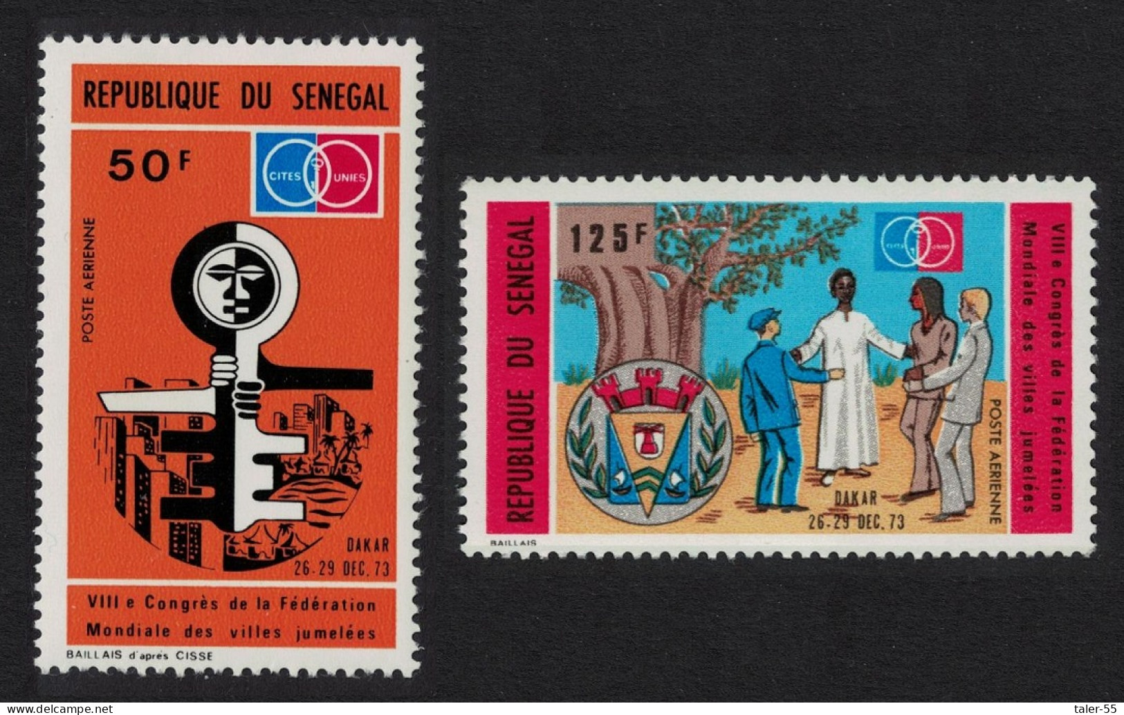 Senegal World Twinned Towns Congress Dakar 2v 1973 MNH SG#542-543 - Senegal (1960-...)