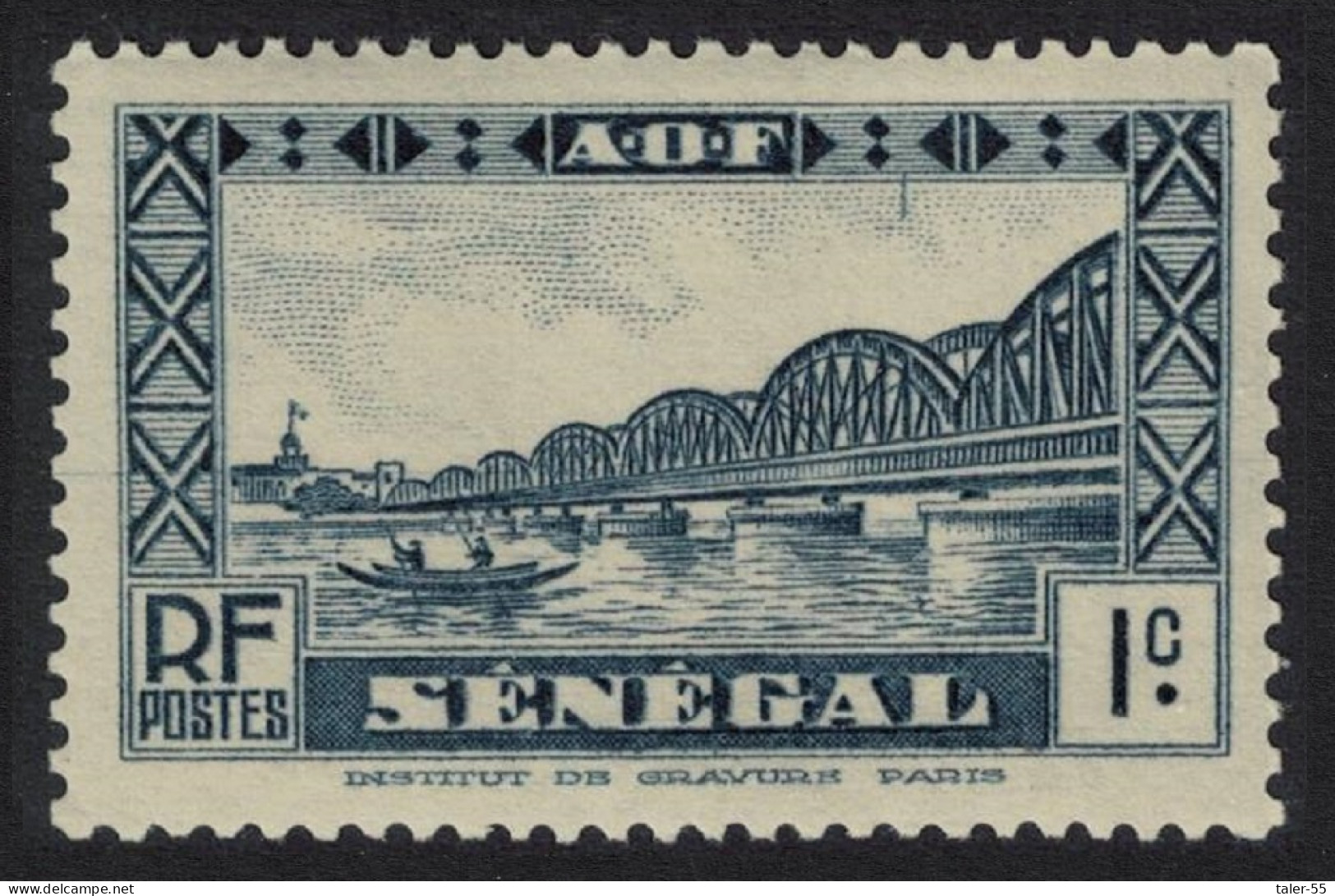 Senegal Faidherbe Bridge Boat Dakar 1c 1935 MNH SG#139 Sc#142 - Senegal (1960-...)