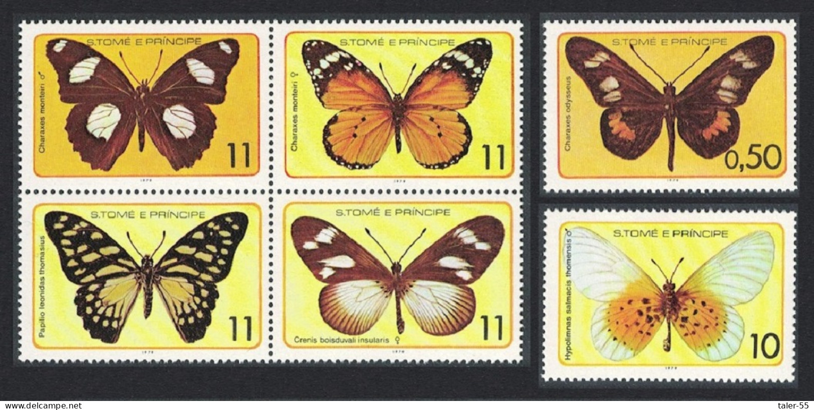 Sao Tome Butterflies 6v 1979 MNH MI#561-566 Sc#501=505 - São Tomé Und Príncipe
