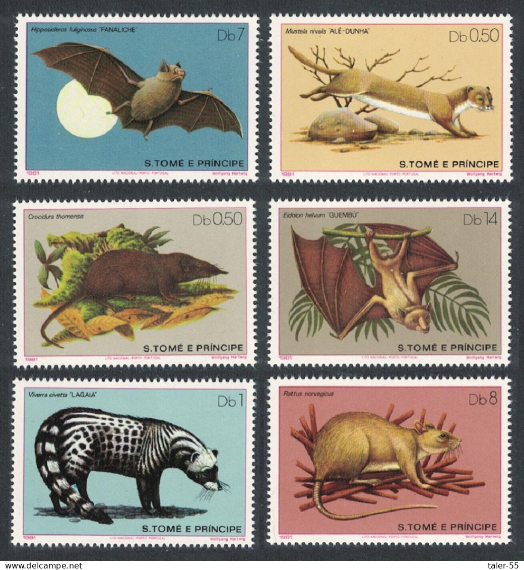 Sao Tome Wild Animals Mammals 6v 1981 MNH Sc#598-603 - São Tomé Und Príncipe