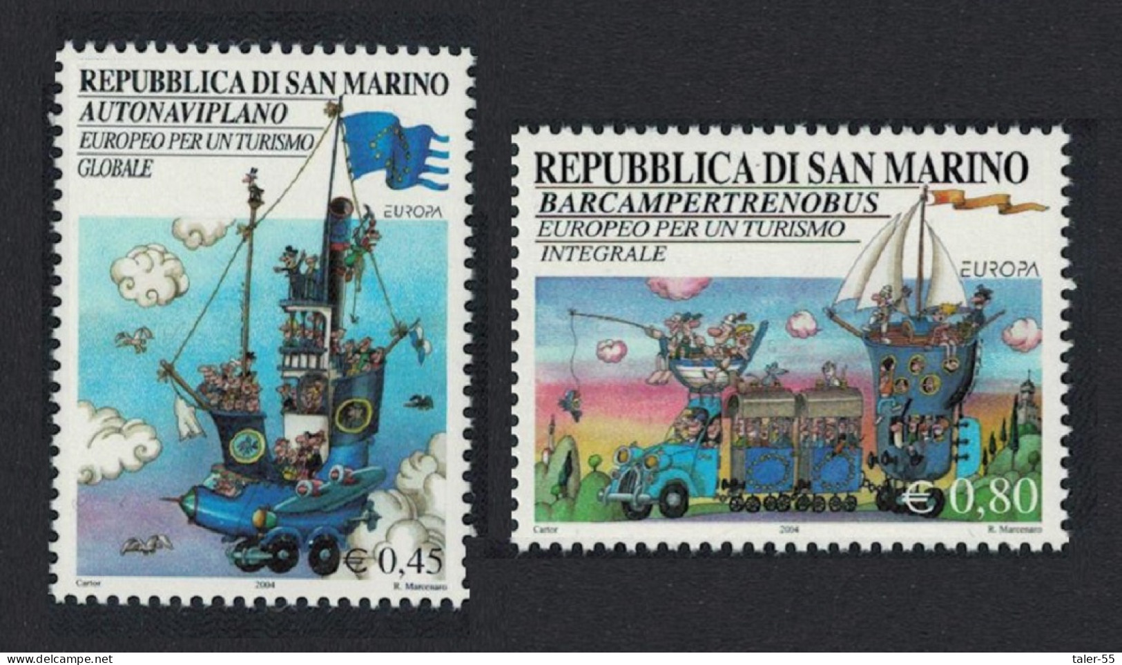 San Marino Autoshipplane Boatcampertrainbus Europa Tourism 2v 2004 MNH SG#1983-1984 - Unused Stamps