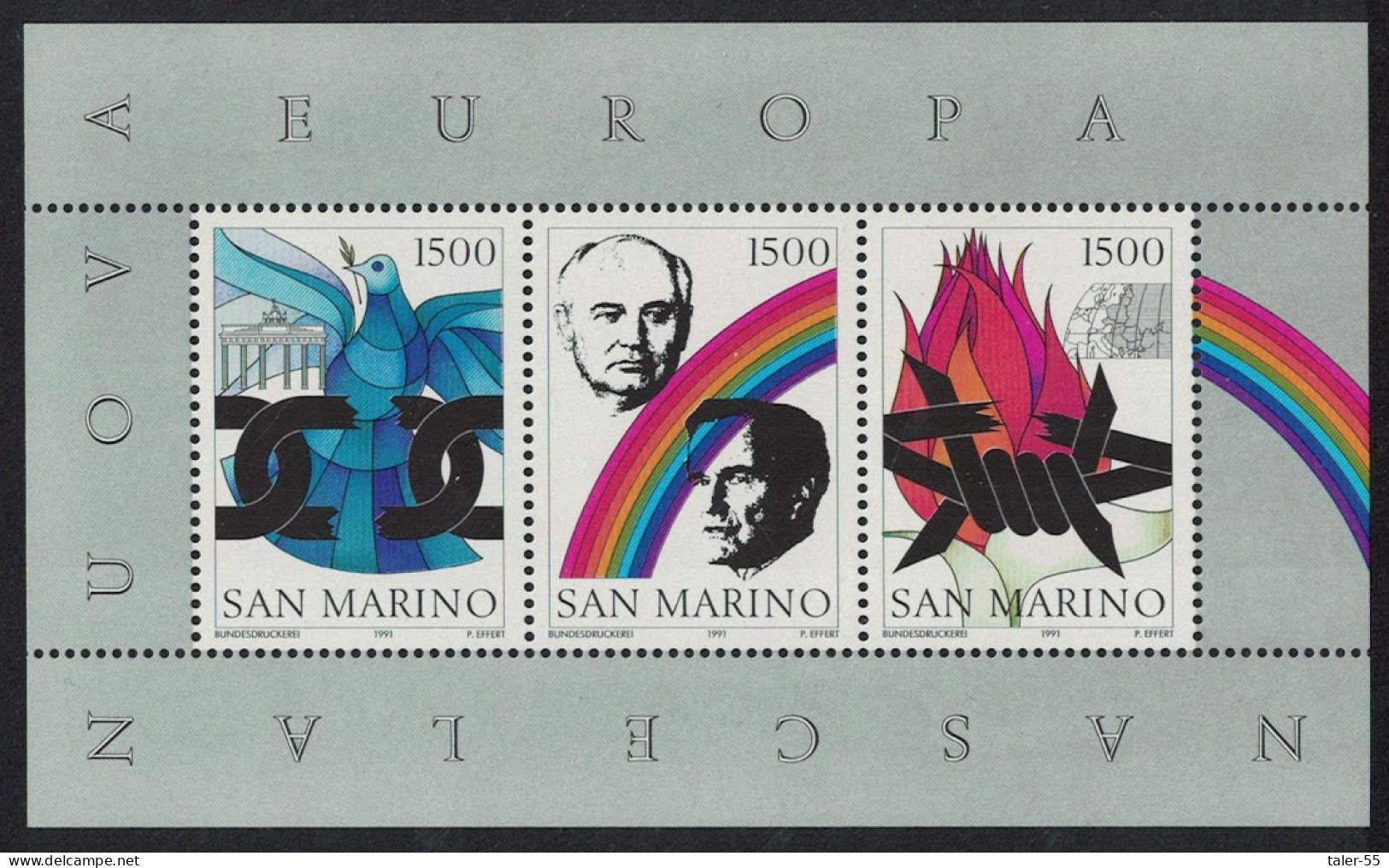 San Marino Gorbatchov Bush Bird 'Birth Of A New Europe' MS 1991 MNH SG#MS1411 - Ungebraucht