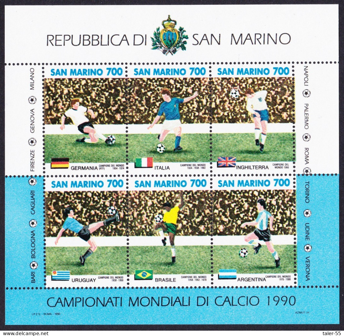 San Marino World Cup Football Championship MS 1990 MNH SG#MS1373 - Ungebraucht