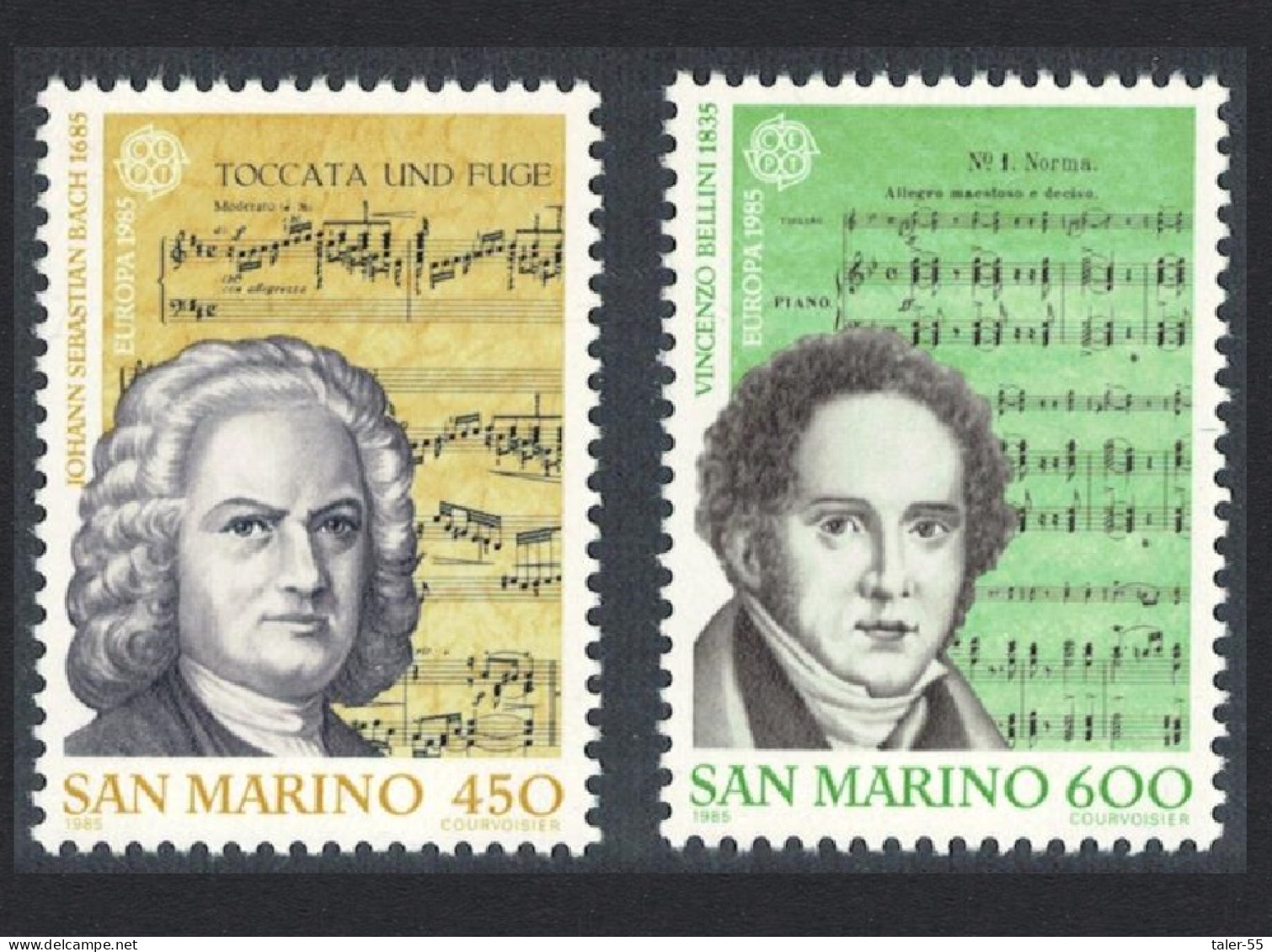 San Marino Bach Bellini Composers European Music Year 2v 1985 MNH SG#1242-1243 - Unused Stamps