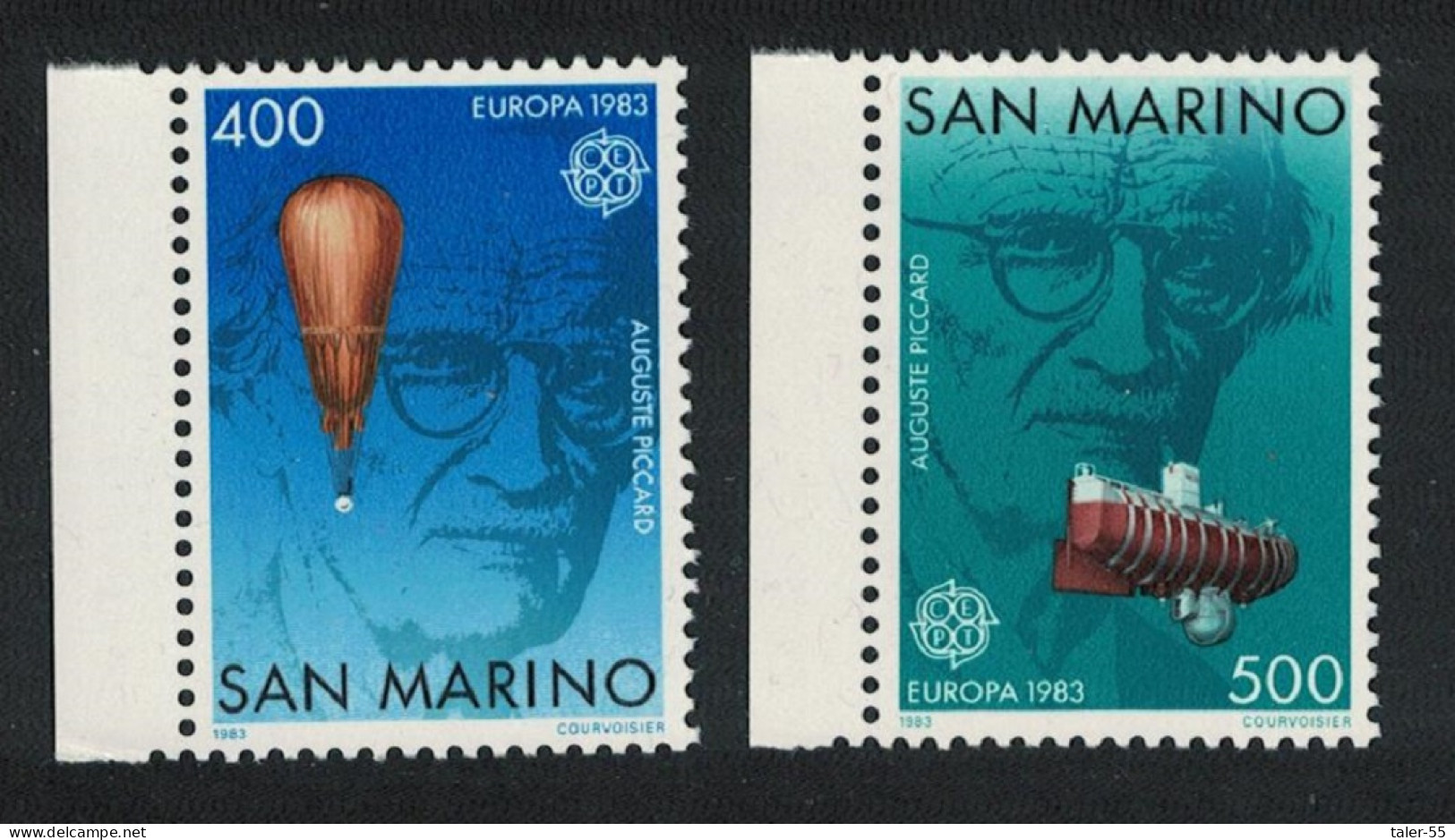 San Marino Auguste Piccard Stratosphere Balloon Bathyscaphe 1983 MNH SG#1210-1211 - Unused Stamps