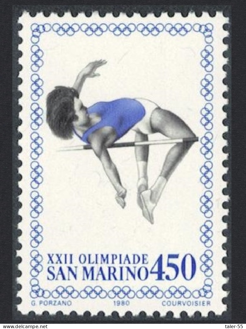 San Marino High Jump Olympic Games Moscow 450L Key Value 1980 MNH SG#1150 - Unused Stamps