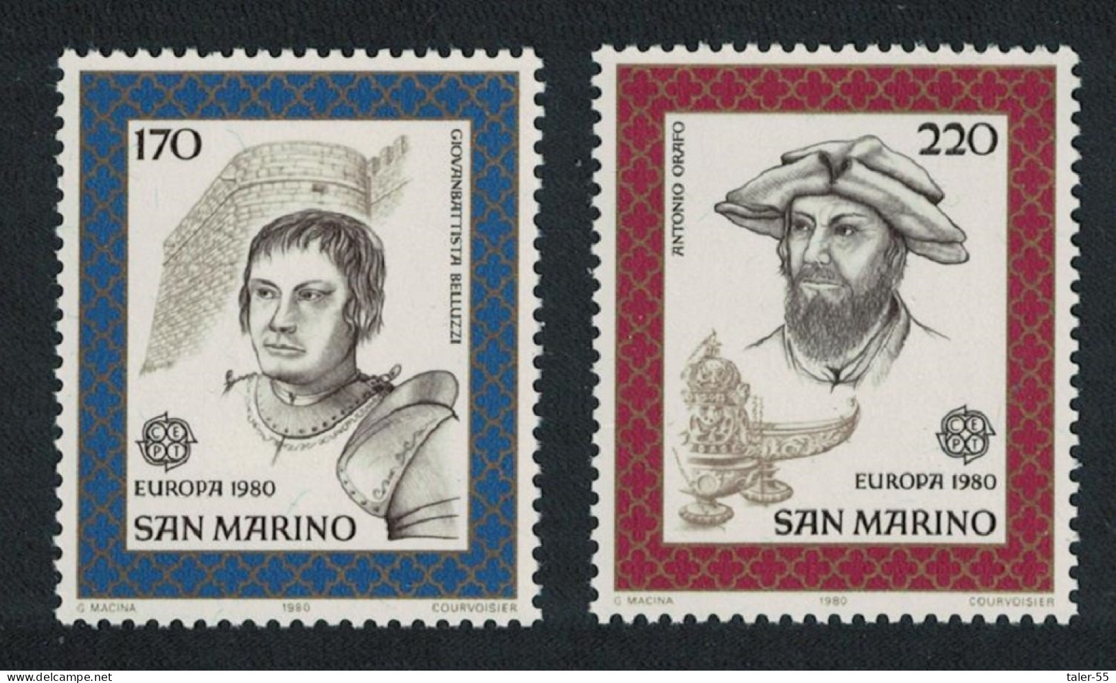 San Marino Belluzzi Architect Orafo Goldsmith Europa 2v 1980 MNH SG#1142-1143 - Unused Stamps