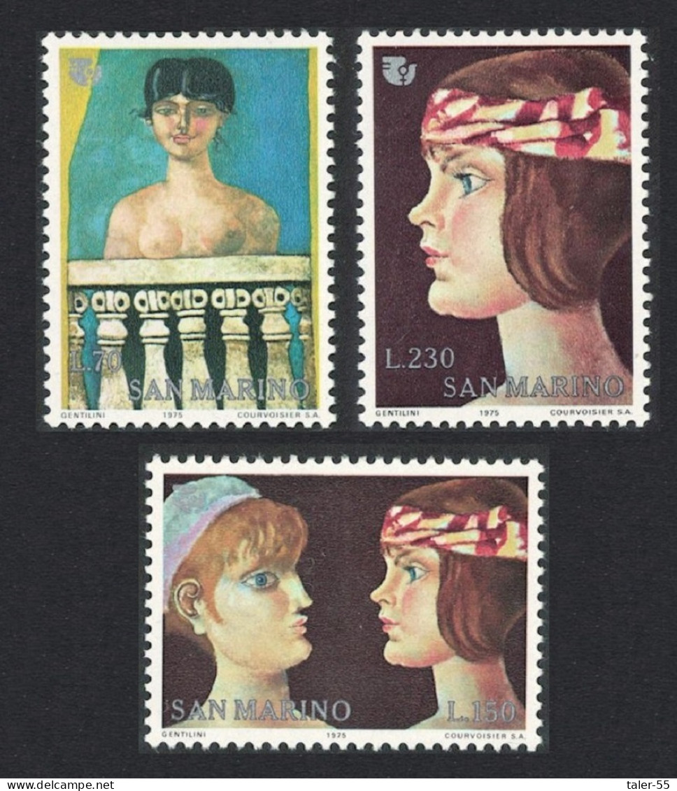 San Marino Paintings By Gentilini International Women's Year 1975 MNH SG#1034-1036 - Neufs