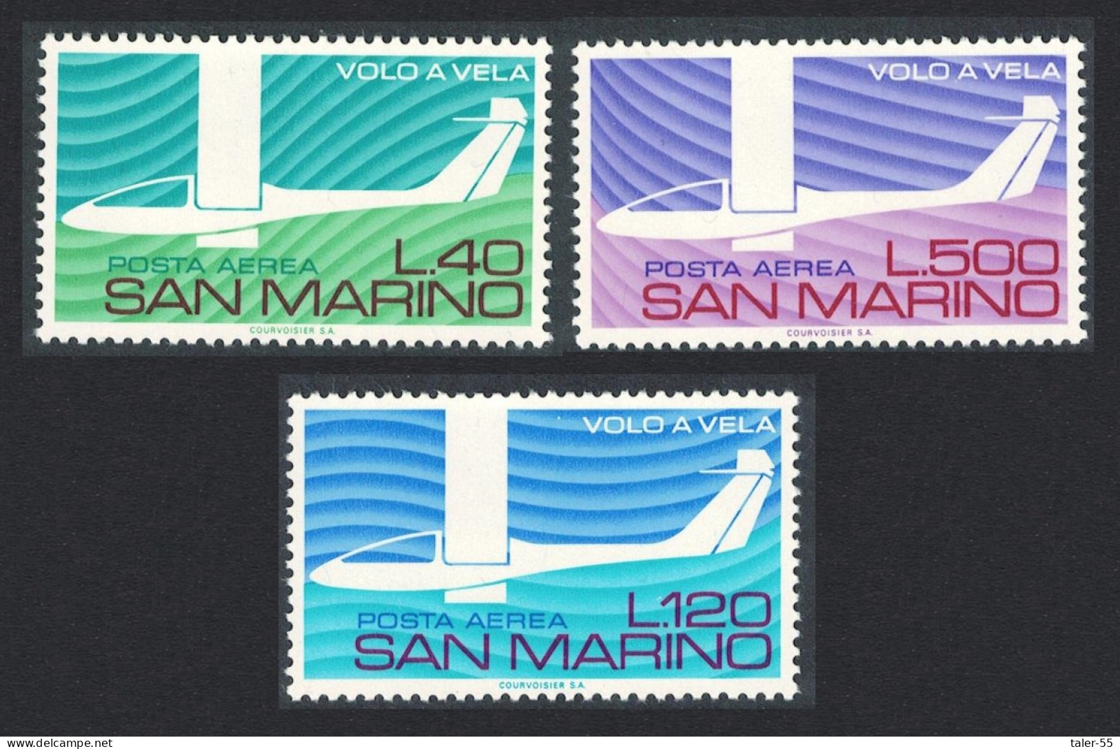 San Marino Gliding In Italy 3v 1974 MNH SG#1012-1014 - Neufs