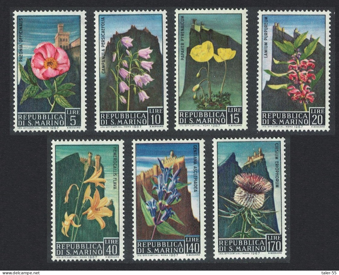 San Marino Flowers 7v 1967 MNH SG#815-821 Sc#654-660 - Neufs