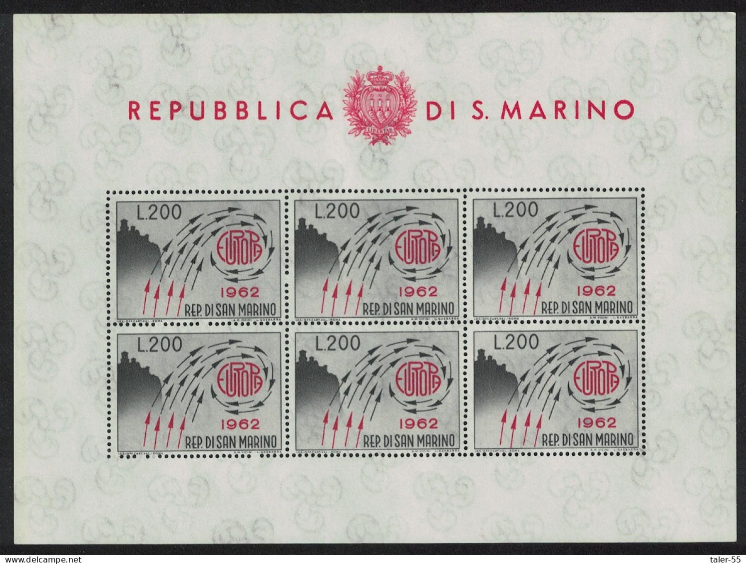 San Marino Europa Sheetlet 1962 MNH SG#689 MI#749 Bogen - Ongebruikt