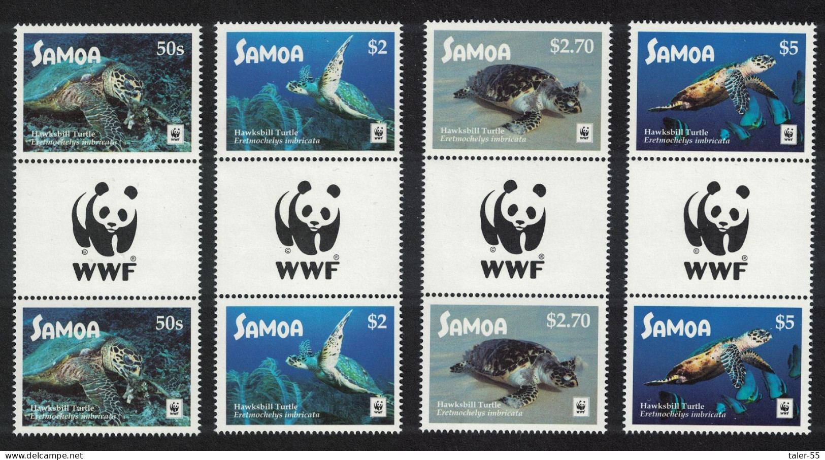 Samoa WWF Hawksbill Turtle 4v White Frame Gutter Pairs Logo 2016 MNH SG#1427-1430 - Samoa