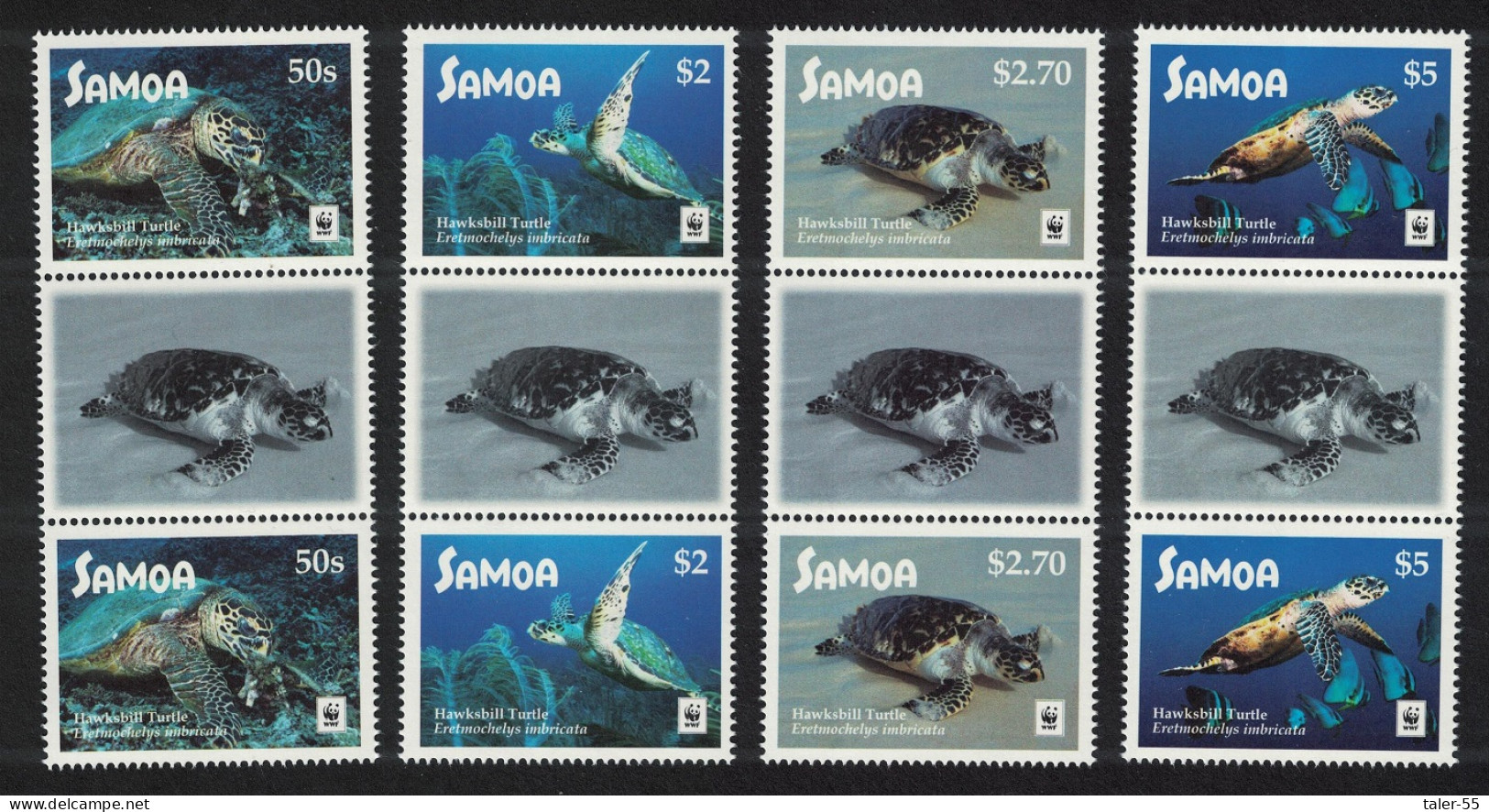 Samoa WWF Hawksbill Turtle 4v White Frame Gutter Pairs 2016 MNH SG#1427-1430 - Samoa