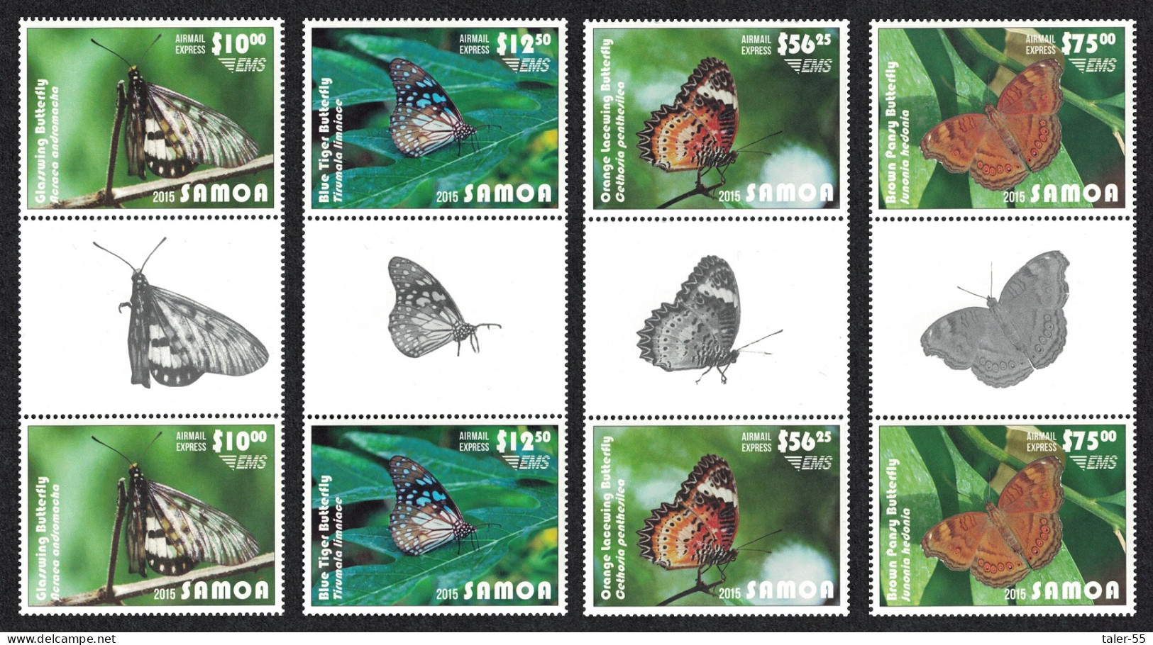 Samoa Butterflies Express Mail 4v Gutter Pairs Face Value £90+ 2015 MNH SG#E1-E4 - Samoa