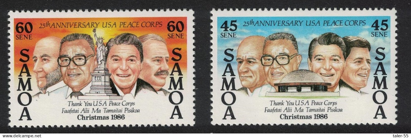 Samoa Christmas Peace Corps 2v 1986 MNH SG#741-742 Sc#685-686 - Samoa