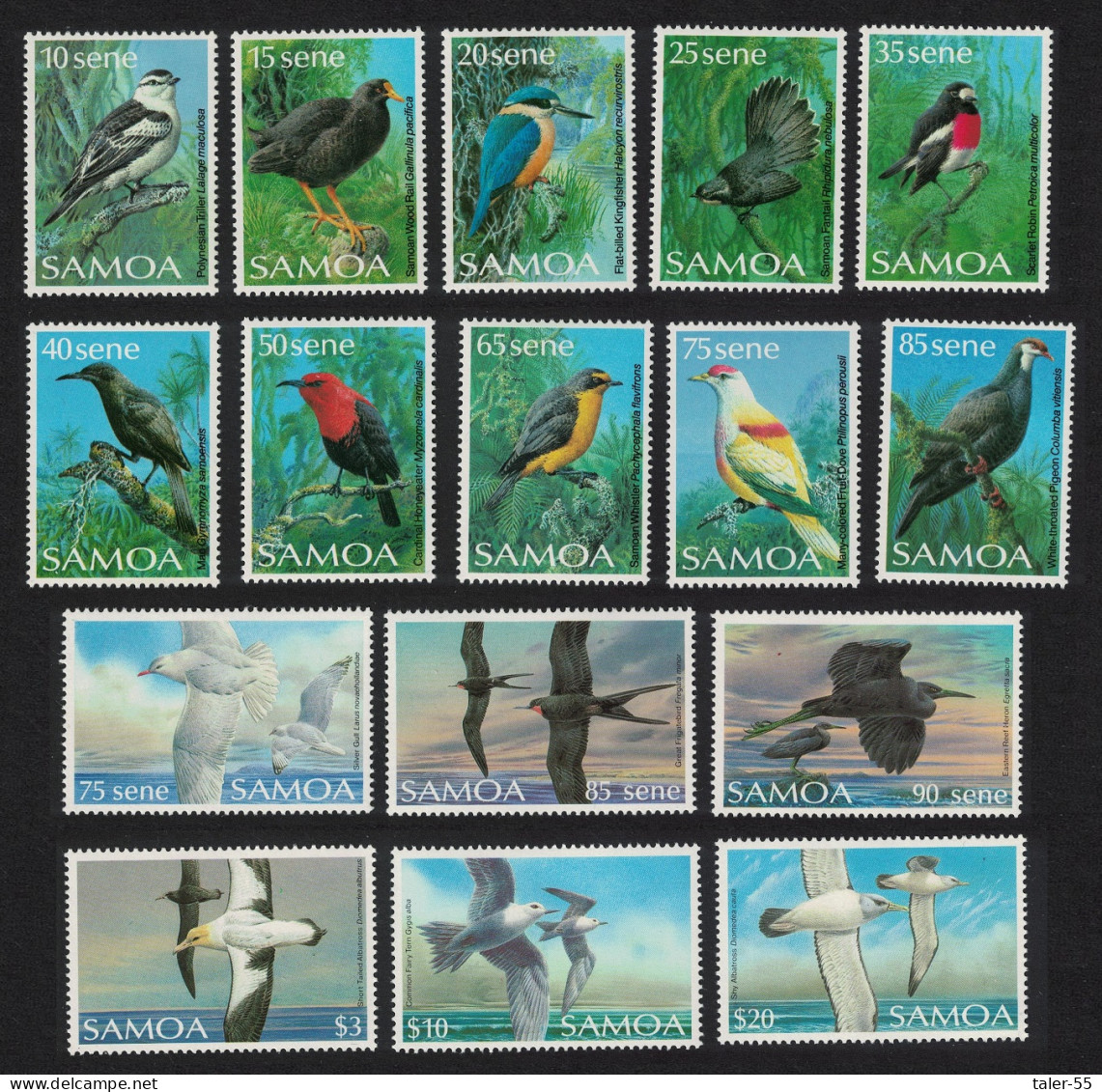 Samoa Definitives Birds 16v 1988 SG#788-803 Sc#725-740 - Samoa