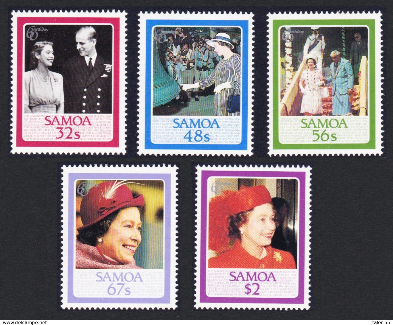 Samoa Queen Elizabeth II Birthday 5v 1986 MNH SG#726-730 Sc#670-674 - Samoa
