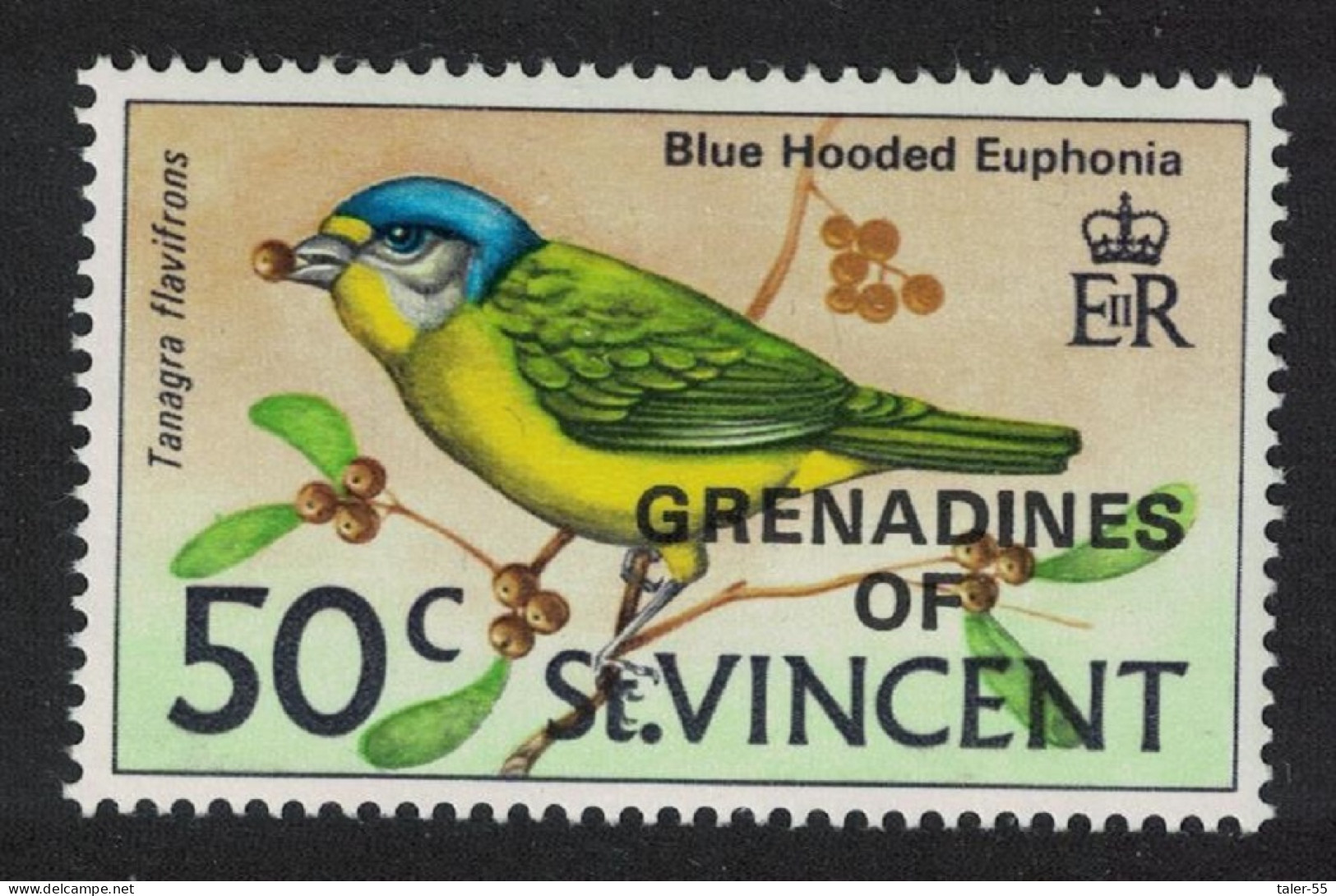 St. Vincent Gren Blue Hooded Euphonia Bird ERROR 1974 MNH SG#14var - St.Vincent & Grenadines