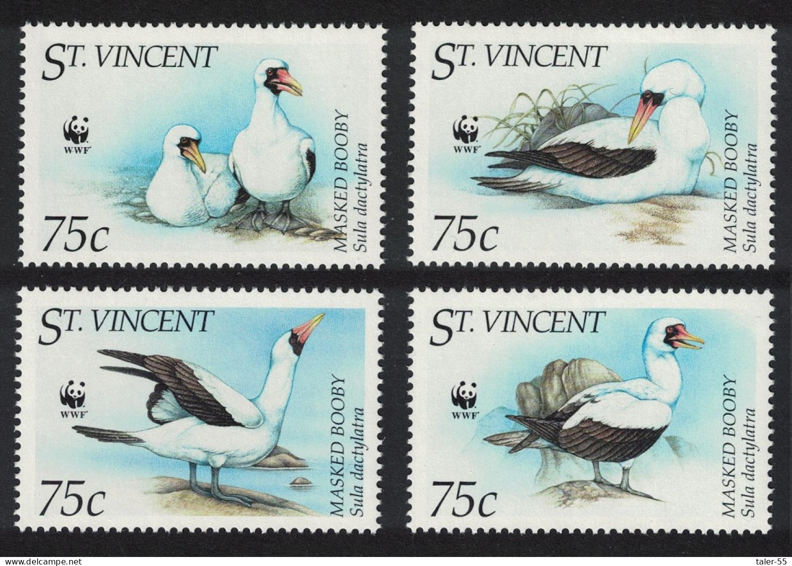 St. Vincent WWF Birds Masked Booby 4v 1995 MNH SG#2882-2885 MI#3073-3076 Sc#2156 A-d - St.Vincent (1979-...)