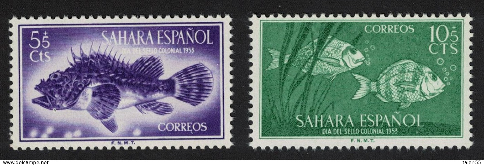 Spanish Sahara Red Scorpionfish Zebra Seabreams Fish 2v 1953 MNH SG#105-106 MI#139-140 - Spanische Sahara