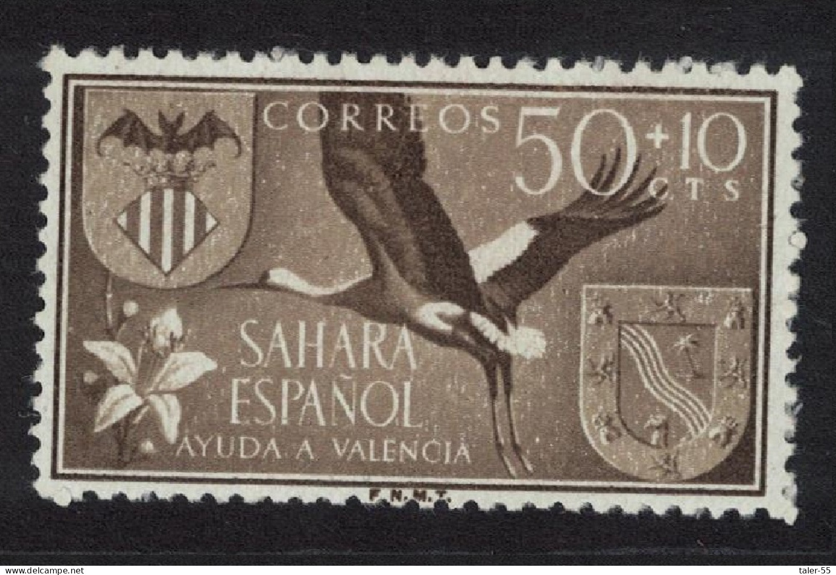 Spanish Sahara White Stork Bird Arms Of Valencia 1958 MNH SG#144 - Spaanse Sahara