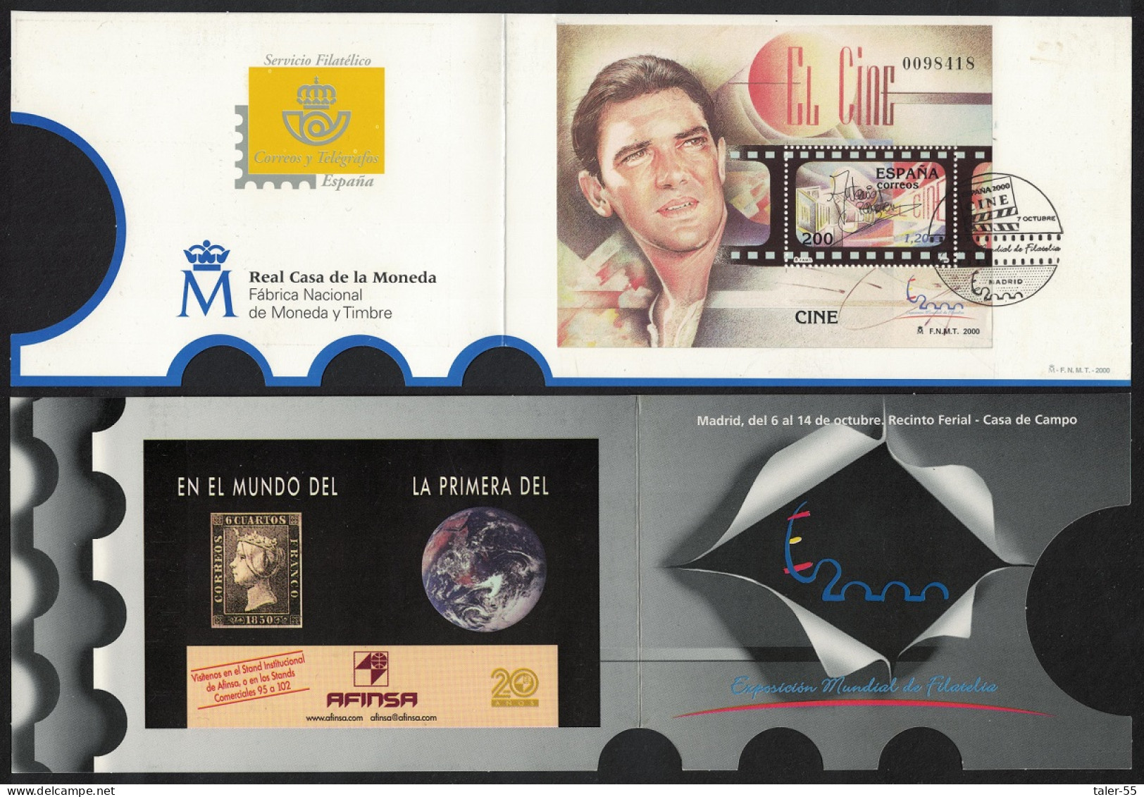 Spain Antonio Banderas Actor MS Pres. Pack 2000 Canc SG#MS3701c MI#Block 88 - Usados