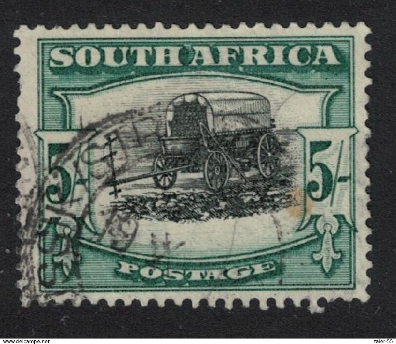 South Africa Ox-wagon Outspanned 5Sh 1927 Canc SG#38 - Autres & Non Classés