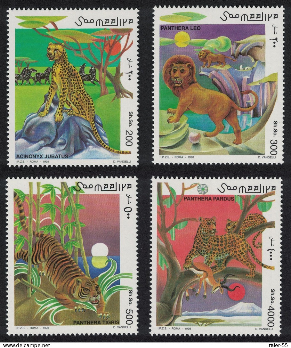 Somalia Tiger Lion Cheetah Big Cats 4v 1998 MNH MI#696-699 - Somalia (1960-...)