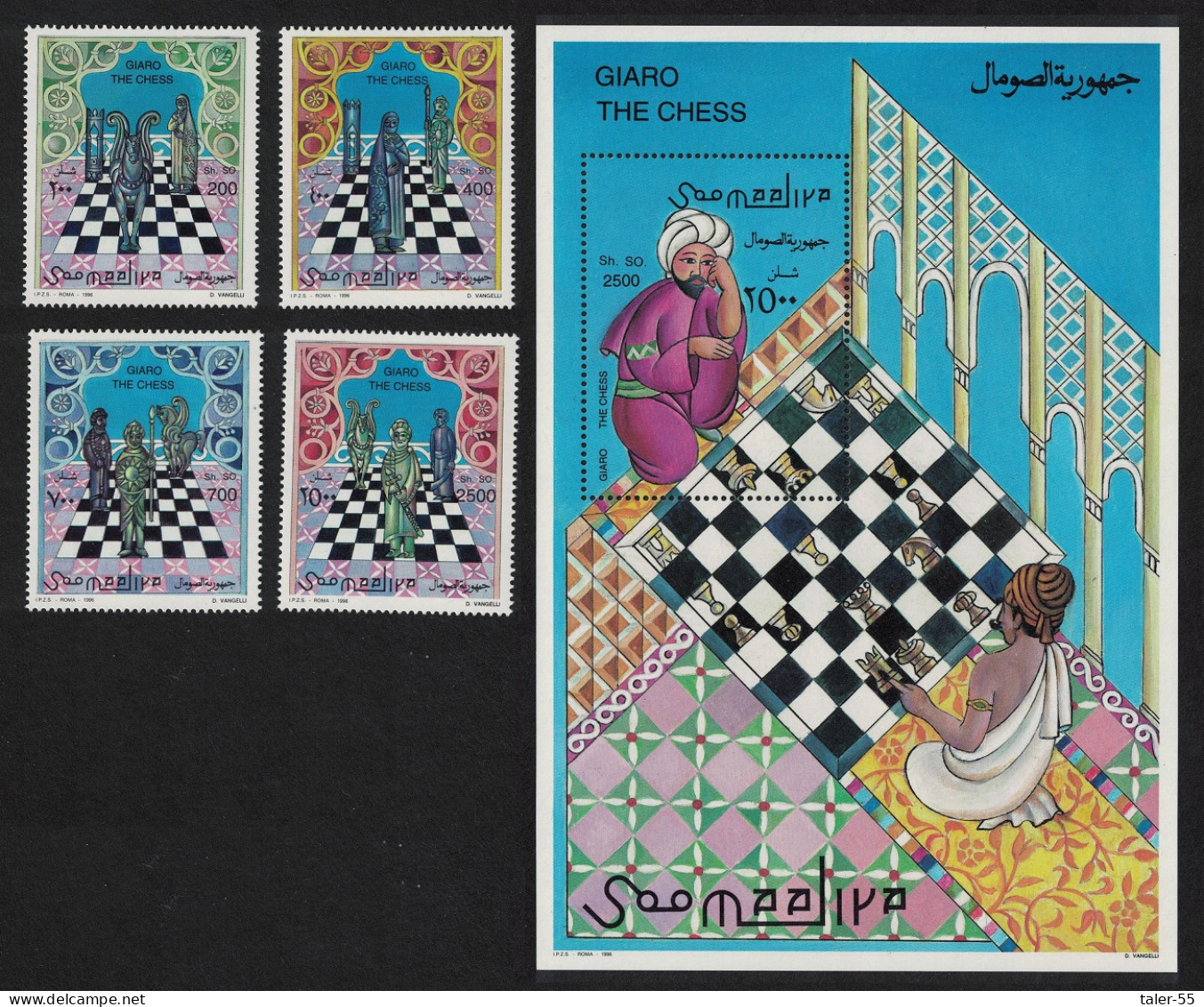 Somalia Arab Chess Pieces 4v+MS 1996 MNH MI#615-618 - Somalie (1960-...)