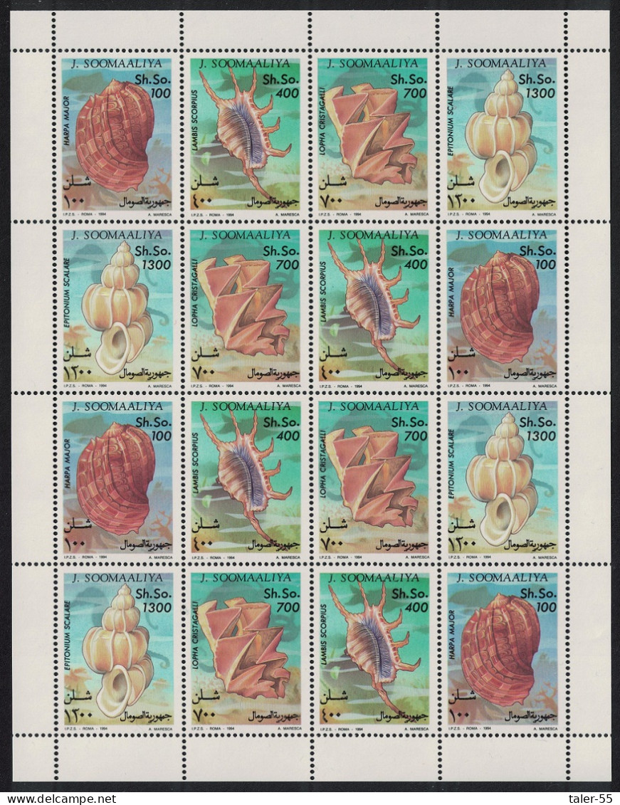Somalia Shells 4v Sheetlet 1994 MNH MI#507-510 - Somalia (1960-...)