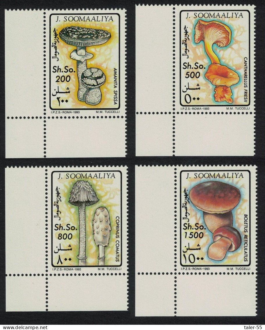 Somalia Fungi Mushrooms 4v Corners 1993 MNH MI#468-471 - Somalie (1960-...)