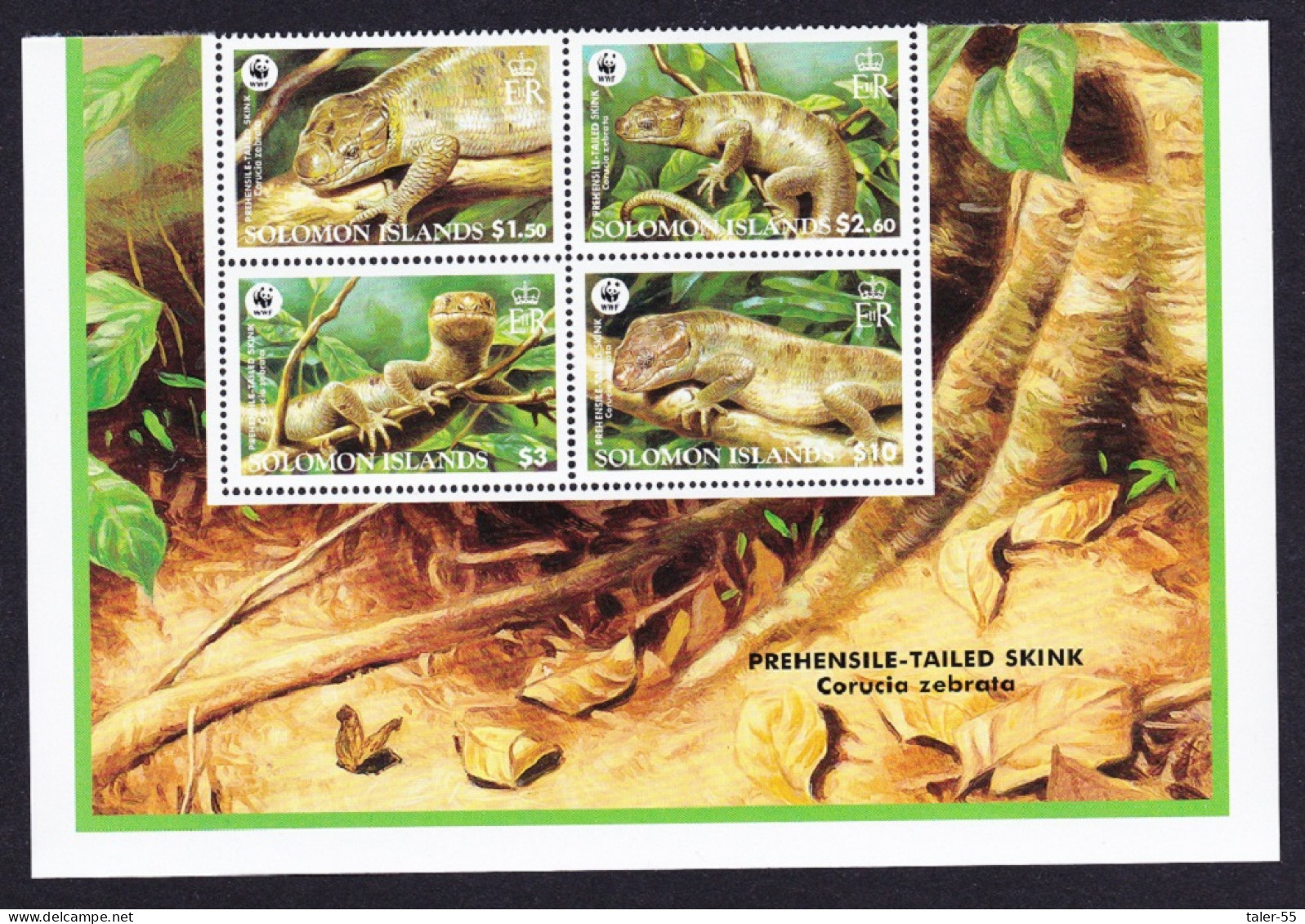 Solomon Is. WWF Prehensile-tailed Skink Bottom Block Of 4 2005 MNH SG#1162-1165 MI#1282-1285 Sc#1035-1038 - Salomon (Iles 1978-...)