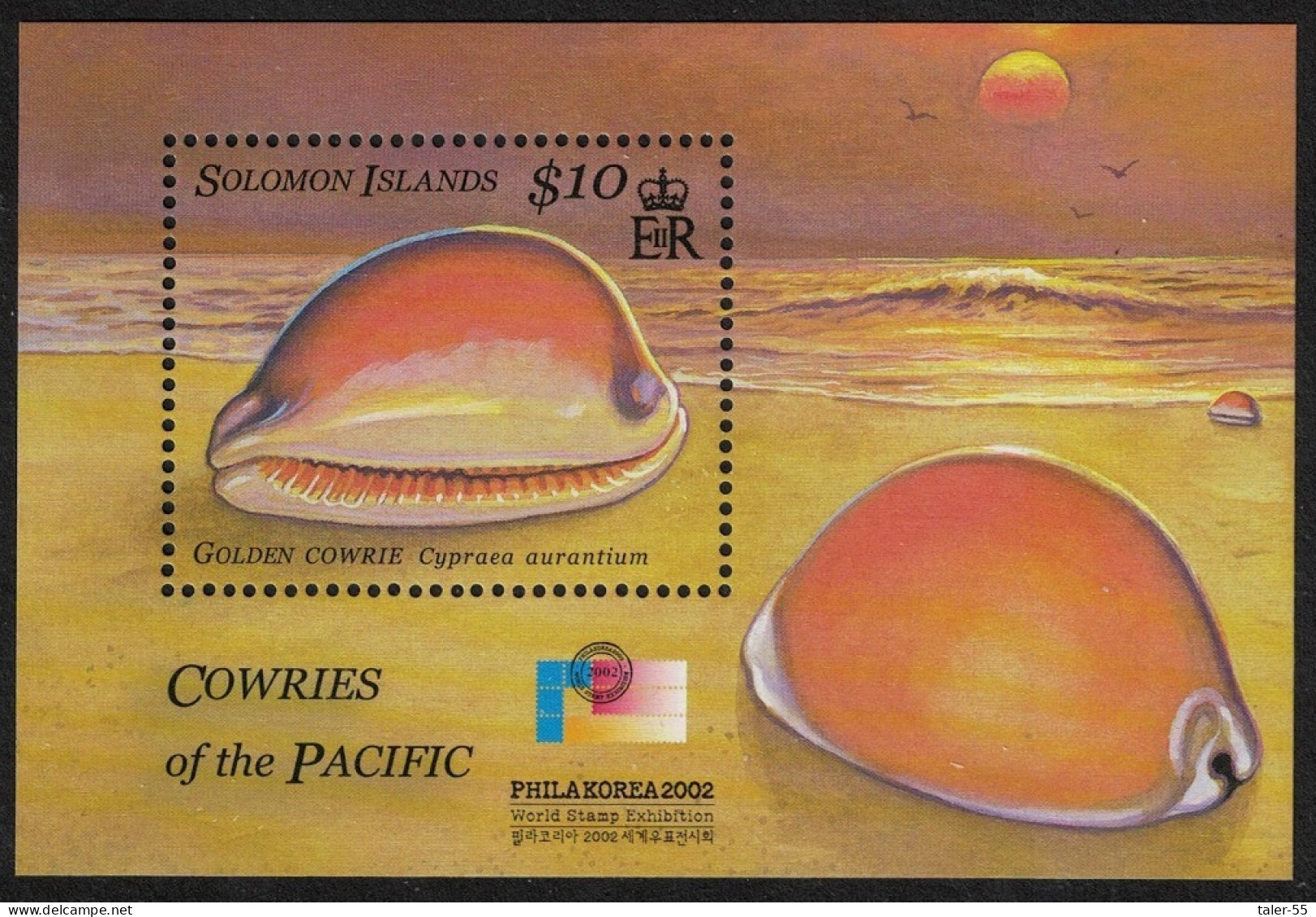 Solomon Is. Golden Cowrie Shells MS 2002 MNH SG#MS1033 Sc#944 - Salomon (Iles 1978-...)