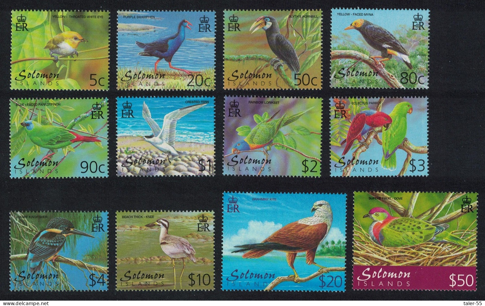 Solomon Is. Swamphen Hornbill Tern Parrot Kingfisher Curlew Kite Birds 12v 2001 MNH SG#976-987 - Solomon Islands (1978-...)