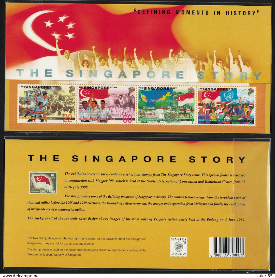 Singapore The Singapore Story Exhibition MS Pres. Pack 1998 MNH SG#MS943 - Singapur (1959-...)