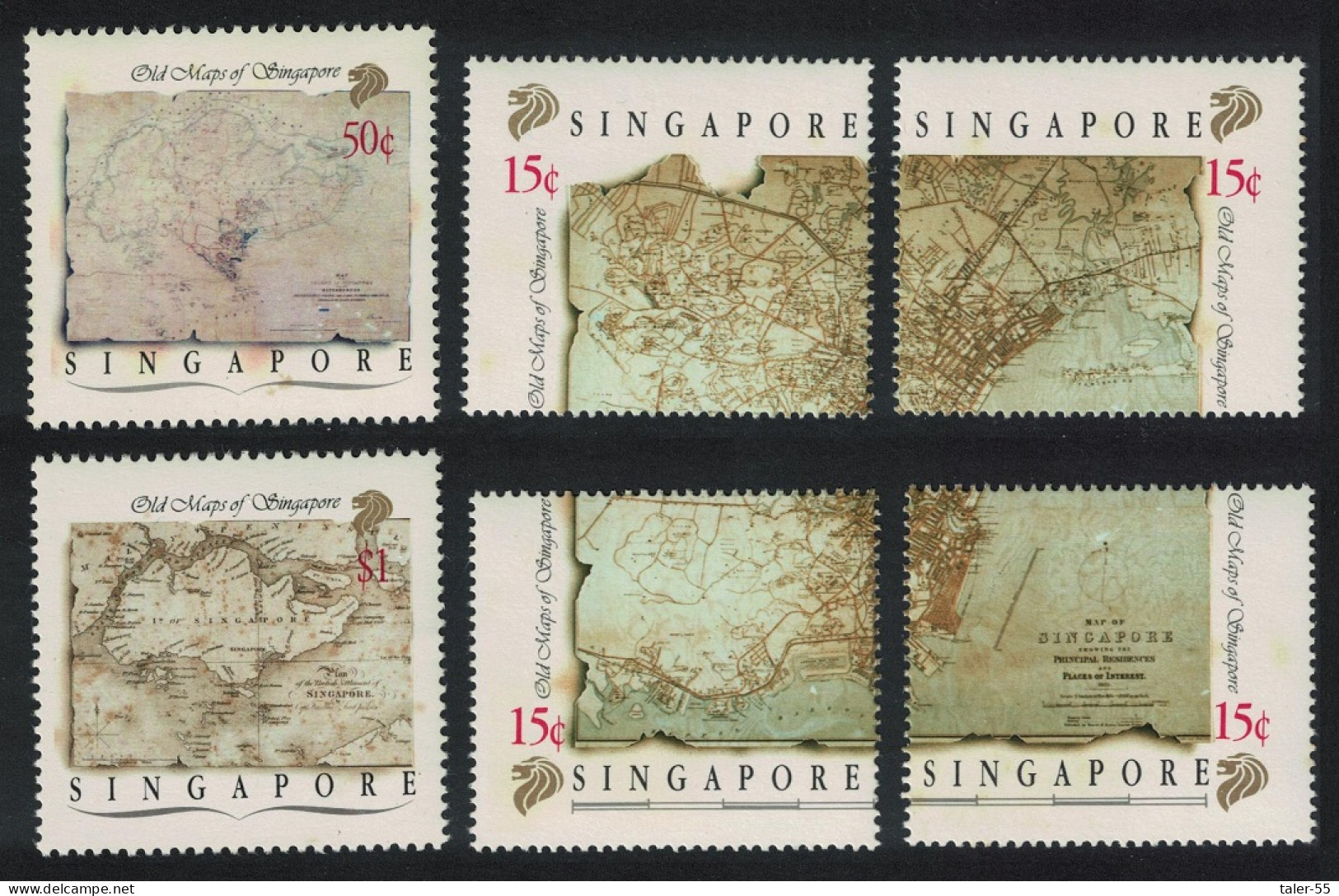 Singapore Maps Of Singapore 6v 1989 MNH SG#596-601 - Singapore (1959-...)