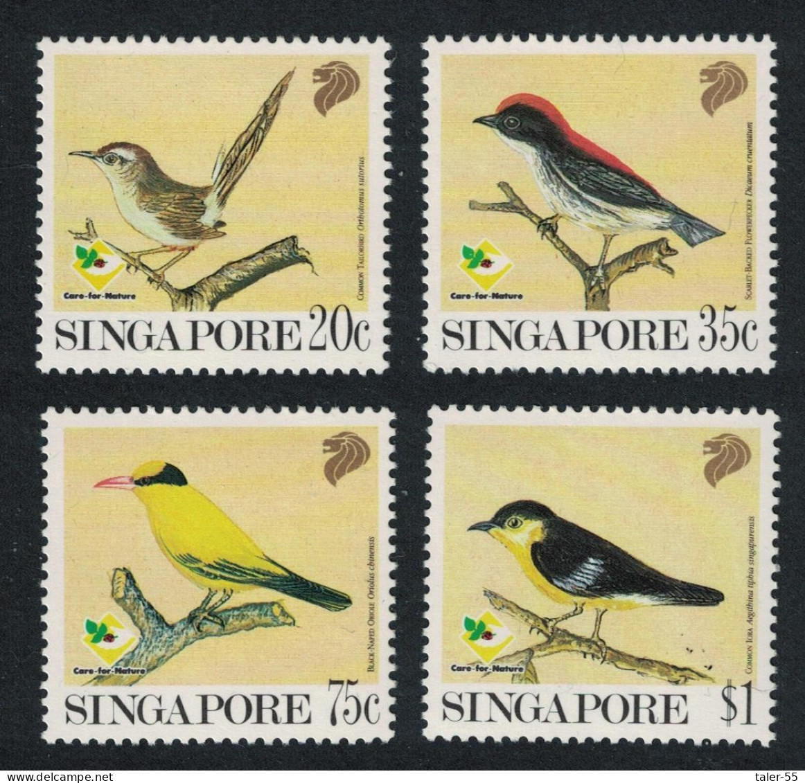 Singapore Oriole Tailorbird Iora Garden Birds 4v 1991 MNH SG#663-666 - Singapur (1959-...)