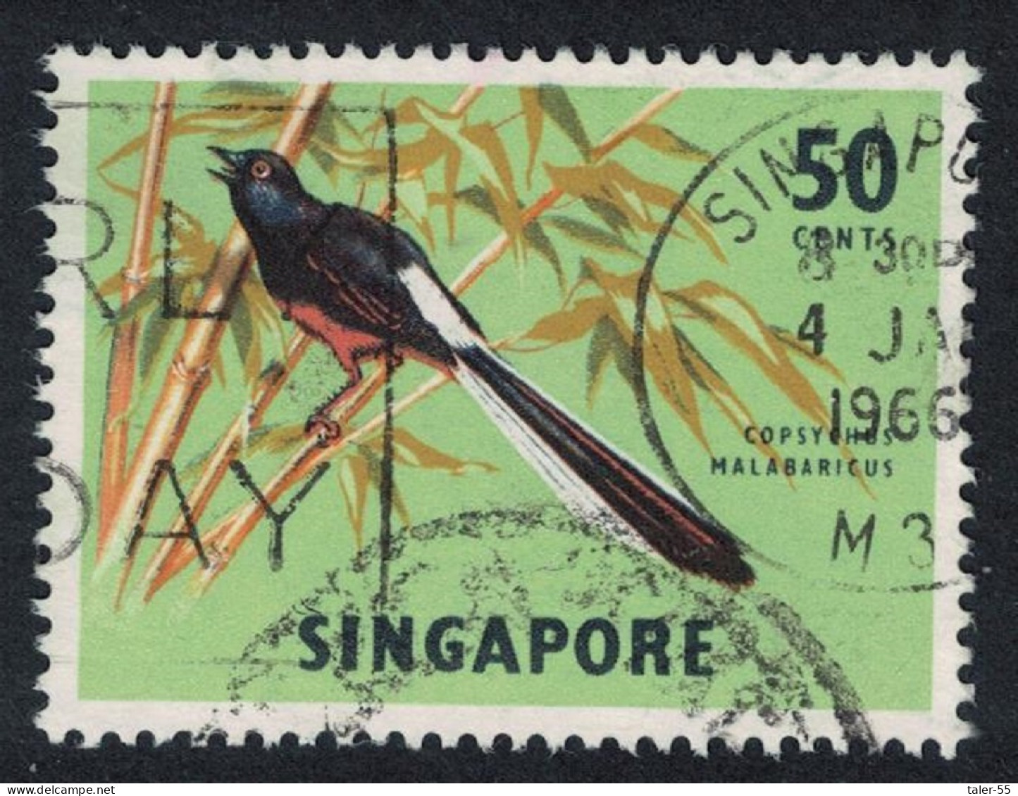 Singapore White-rumped Shama Bird 50c 1963 Canc SG#74 - Singapur (1959-...)